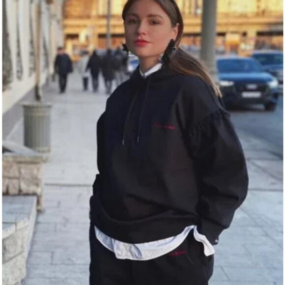 Simone Rocha x H&M Flared Hoodie Black Ruffle Sleeve XL - Picture 1 of 10